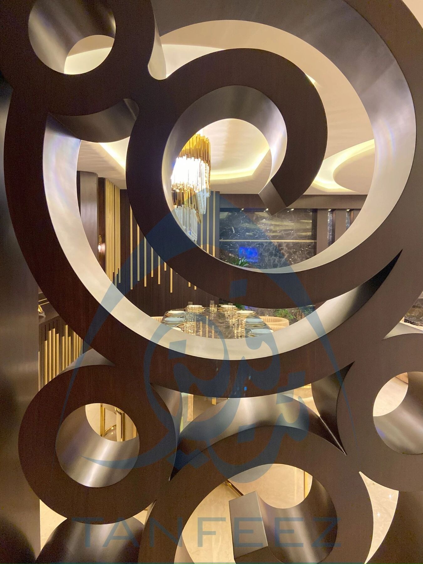 Carved timber screen designed by Tanfeez